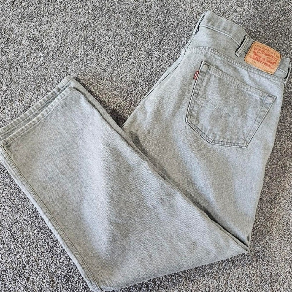 Levi's 501 Jeans Mens 44x32(fits 42x29) Grey Original Fit Straight‎ Leg ButtoFly